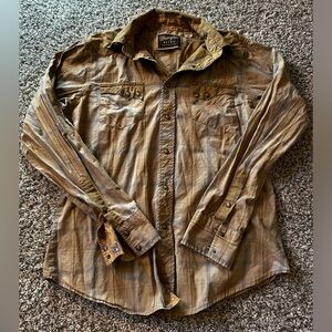 Men’s Wrangler Retro Size LG Western Long Sleeve Button Down Shirt